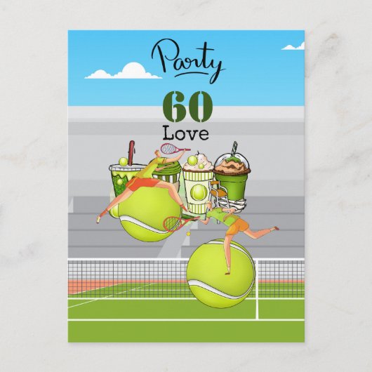 Tennis 60e verjaardag  tennisbal nummer liefde   briefkaart (Voorkant)