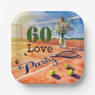 Tennis 60e verjaardag tennisbal nummer liefde pap papieren bordje