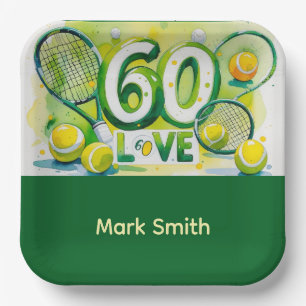 Tennis 60e verjaardag tennisbal nummer liefde pap papieren bordje