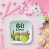 Tennis 60e verjaardag tennisbal nummer liefde pap papieren bordje (Feest)