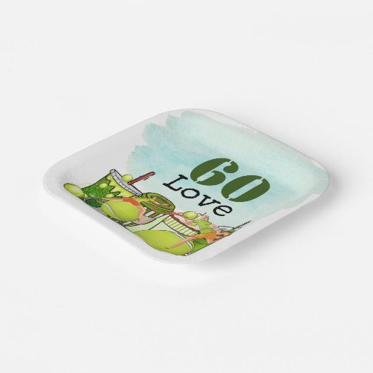 Tennis 60e verjaardag tennisbal nummer liefde pap papieren bordje (Gebogen)