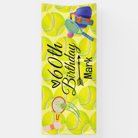 Tennis 60e verjaardag voor tennisspeler spandoek (Verticaal)