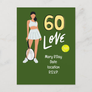 Tennis 60e verjaardag voor vrouwelijke speler briefkaart