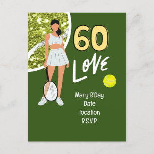 Tennis 60e verjaardag voor vrouwelijke speler briefkaart