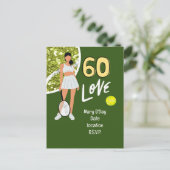 Tennis 60e verjaardag voor vrouwelijke speler briefkaart (Staand voorkant)