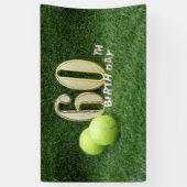 Tennis 60ste verjaardag met nummer zestig en balle spandoek (Verticaal)