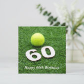 Tennis 60ste verjaardag met tennisbal kaart (Staand voorkant)
