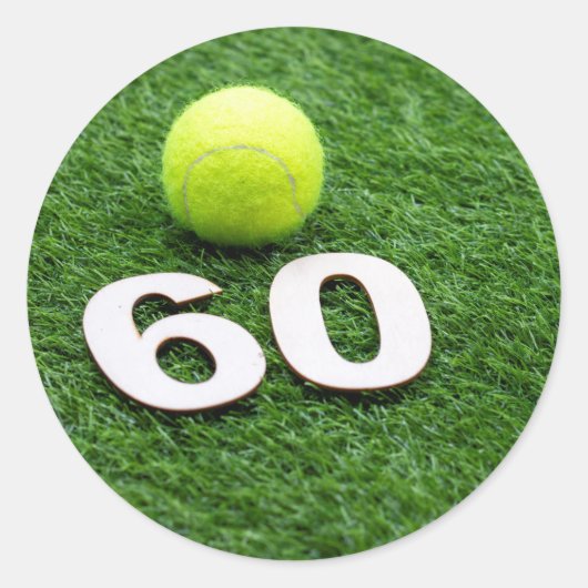 Tennis 60ste verjaardag met tennisbal ronde sticker (Voorkant)