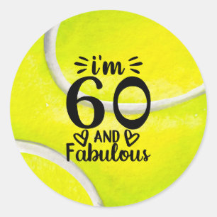 Tennis 60ste verjaardag met tennisbal ronde sticker