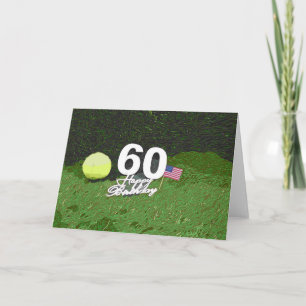 Tennis 60th Birthday card met vlag van Amerika Kaart