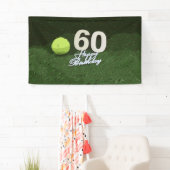 Tennis 60th Birthday met bal op groen gras Spandoek (Insitu)