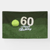 Tennis 60th Birthday met bal op groen gras Spandoek (Horizontaal)