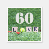 Tennis 60th Birthday tennis ball and number love Servet (Voorkant)