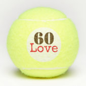 Tennis 60th Birthday tennis ball and number love Tennisballen (Voorkant)