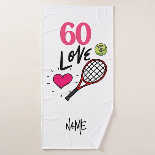 Tennis 60th Birthday voor Tennis Player met LOVE Badhanddoek (Badhanddoek)