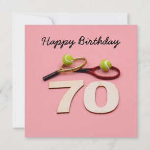 Tennis 70e verjaardag met bal en racket op roze
