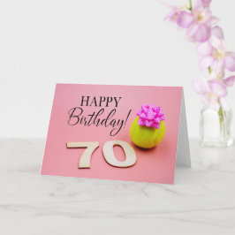 Tennis 70e verjaardag met bal en roze lint kaart