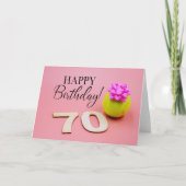 Tennis 70e verjaardag met bal en roze lint kaart (Voorkant)