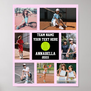 Tennis 7 Fotocollage Roze teamnaam Poster