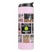 Tennis 7 Fotocollage Roze teamnaam Thermosbeker (Gedraaid links)