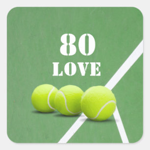 Tennis 80ste verjaardag met liefde voor speler  vierkante sticker