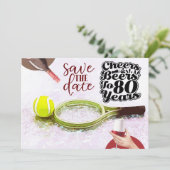 Tennis 80ste verjaardag Save the Date party Kaart (Staand voorkant)