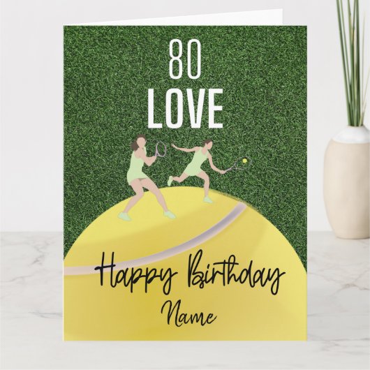 Tennis 80ste verjaardag Speler op groen    Kaart (Voorkant)