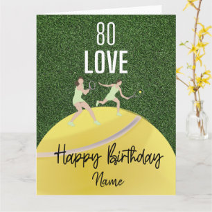 Tennis 80ste verjaardag Speler op groen Kaart