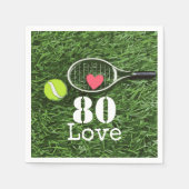 Tennis 80th Birthday tennis ball and number love Servet (Voorkant)