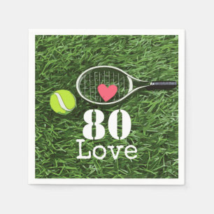 Tennis 80th Birthday tennis ball and number love Servet