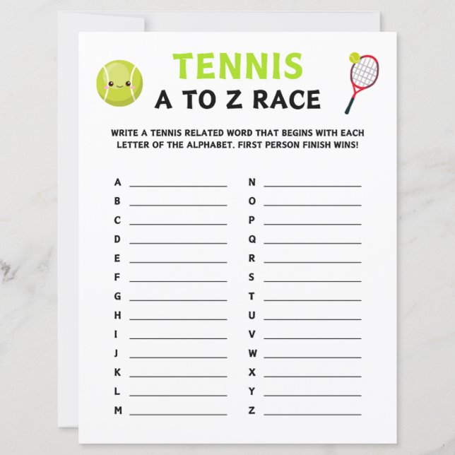 Tennis A naar A Race Game (Voorkant)
