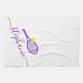 Tennis - Aangepaste Paarse scriptnaam Theedoek (Horizontaal)