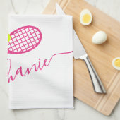 Tennis - Aangepaste roze scriptnaam Theedoek (Quarter Fold)
