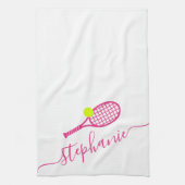 Tennis - Aangepaste roze scriptnaam Theedoek (Verticaal)
