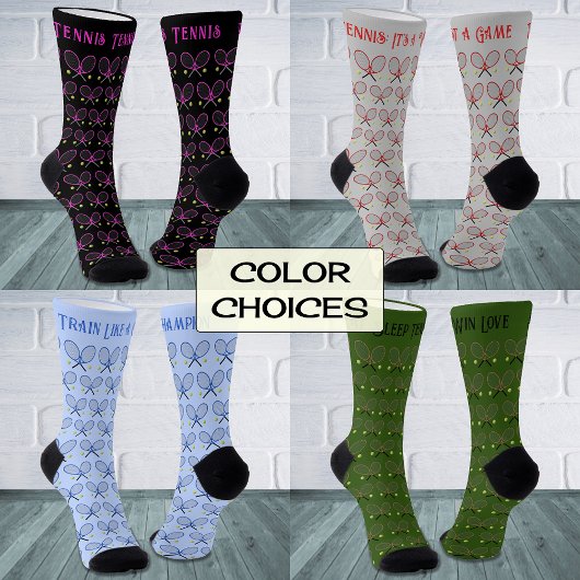 Tennis aangepaste tekst patroon lichtblauw sokken