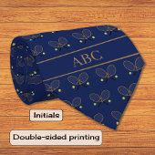 Tennis aangepaste tekst patroon navy blauw stropdas