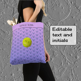 Tennis aangepaste tekst patroon roze blauw tote bag