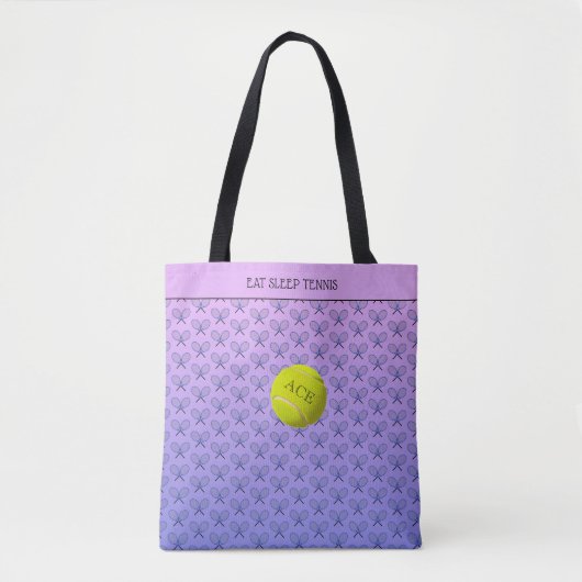 Tennis aangepaste tekst patroon roze blauw tote bag (Voorkant)