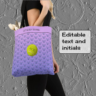 Tennis aangepaste tekst voorzien van een label voo tote bag