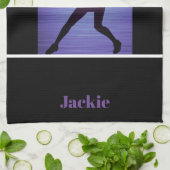 Tennis Abstract Paars en zwarte keukenhanddoeken (Gevouwen)