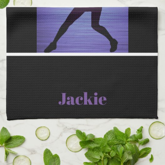 Tennis Abstract Paars en zwarte keukenhanddoeken (Gevouwen)