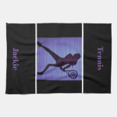 Tennis Abstract Paars en zwarte keukenhanddoeken (Horizontaal)