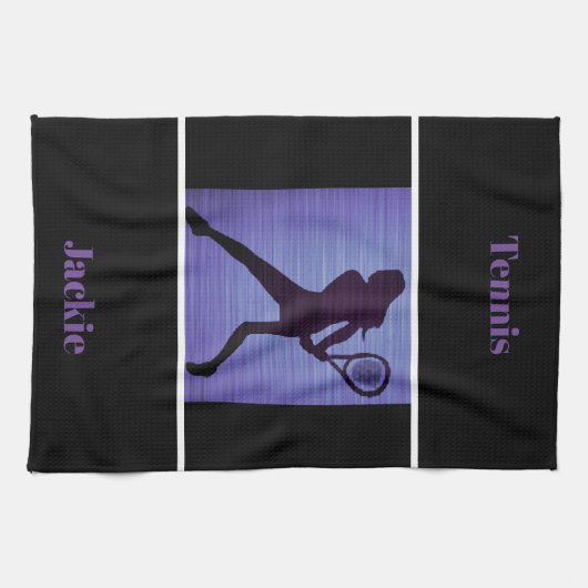 Tennis Abstract Paars en zwarte keukenhanddoeken (Horizontaal)