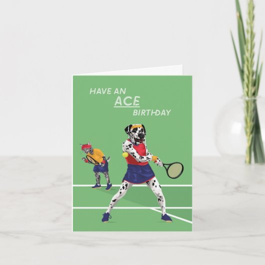 Tennis Ace Dotty Dog Birthday Kaart (Voorkant)