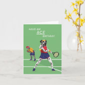 Tennis Ace Dotty Dog Birthday Kaart (Gele Bloem)