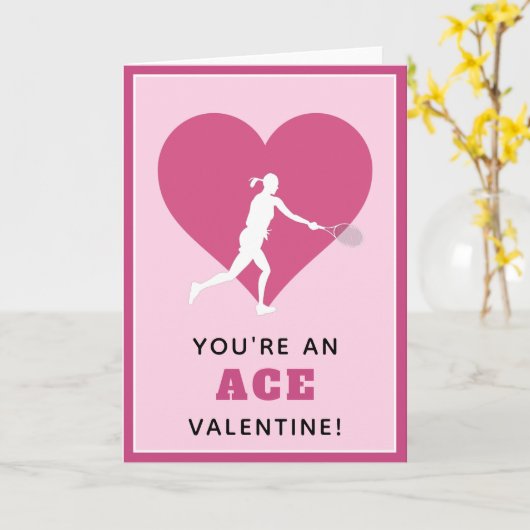 Tennis Ace Valentijn Funny Gezegde voor haar sport Kaart (Gele Bloem)