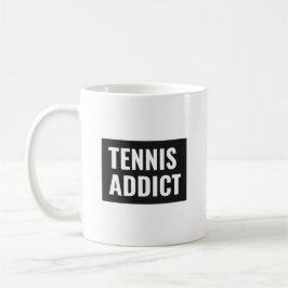 Tennis Addict Funny Quote White en Black Elegant Koffiemok