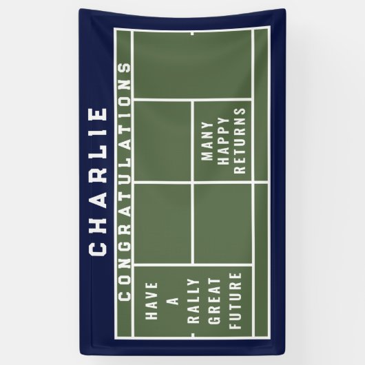 Tennis Afstuderen Gefeliciteerd Spandoek (Verticaal)