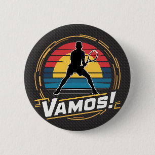 Tennis - Amush in retro sunset-stijl Ronde Button 5,7 Cm