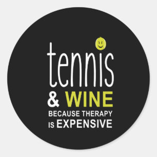 Tennis And Wine Premium Ronde Sticker